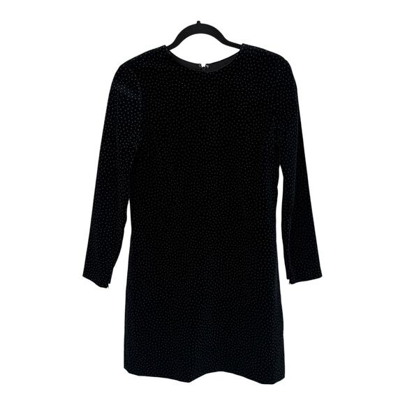 Theory Wynter Dot Long Sleeve Velvet Dress black size 2 - Picture 1 of 7